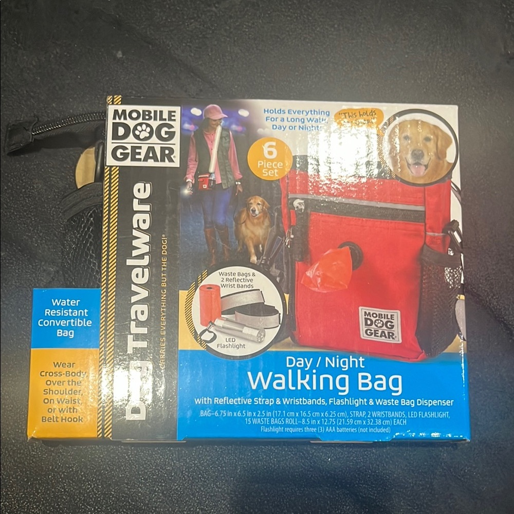 Mobile Dog Gear Red Day/Night Walking Bag
